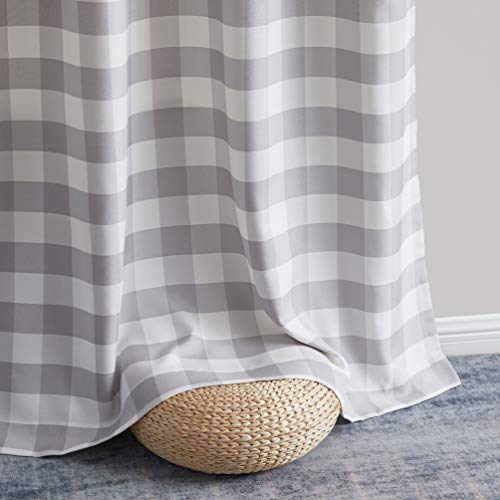 Hlc.me Hilltop Buffalo Check Textured Light Filtering Grommet Lightweight Window Curtains Drapery For Bedroom, Dining Room & Living Room, 2 Panels (52 X 84 Inch, Dove Grey) #TOP4