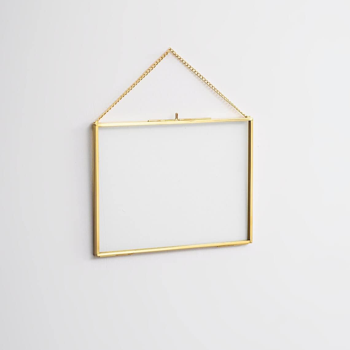 Art India Collections Glass Frame for Wall decor, double glass photo frame, glass frames for pressed flower, Frames in Landscape Position (10x8)