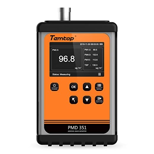Temtop Particle Counter Aerosol Dust Monitor Handheld Laser Air Quality Detector PM Sensor Air Pollution Monitor Professional Yet Affordable PM1.0 PM2.5 PM4.0 PM10 TSP PMD 351