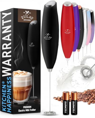 Zulay Kitchen Milk Frother Handheld Electric Whisk – Frother Wand, Durable Drink Mixer, Coffee...