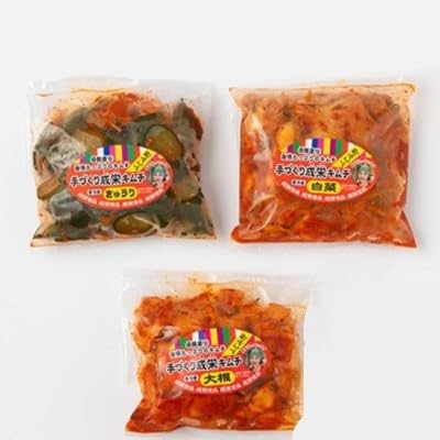 本場韓国の味!全て手作り本格キムチ定番セット 白菜(400g)きゅうり(350g)大根(350g)