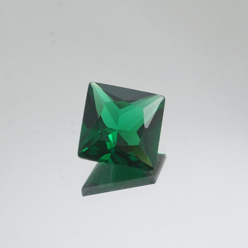 Pierre précieuse émeraude carrée de 11 mm pour création de bijoux DIY - 3