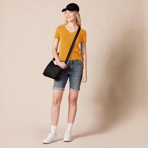 Amazon Essentials Camiseta de Manga Corta con Cuello en Pico y Corte Recto Mujer, Pack de 2, Amarillo Claro/Amarillo Dorado, XL