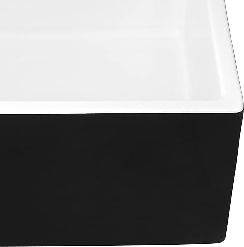 Miniatura 6 de Ruvati RVL4018RBW - Fregadero de cocina de drenaje compensado de arcilla refractaria de 30 pulgadas en blanco y negro