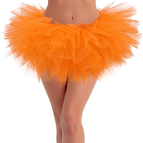 Orange Tutu for Women Orange Adult Tutu Skirts for Women Womens Tutus Skirt Halloween Tutus for Womens Fairy Tulle Skirt
