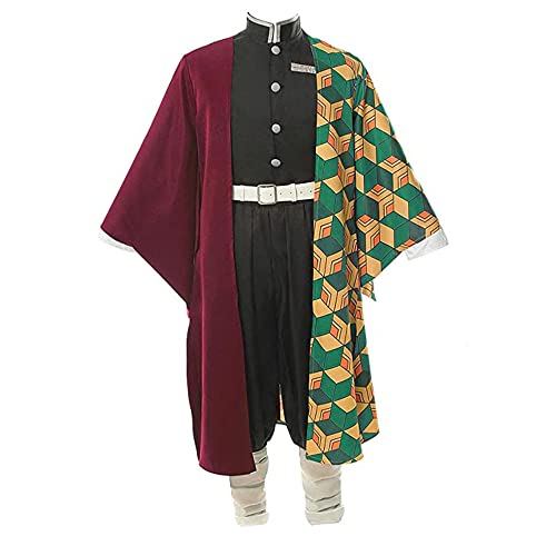 Jiumaocleu Tomioka Giyuu - Disfraz de cosplay de anime para hombre, chaqueta de capa, juego completo de disfraz para Halloween, fiesta de carnaval