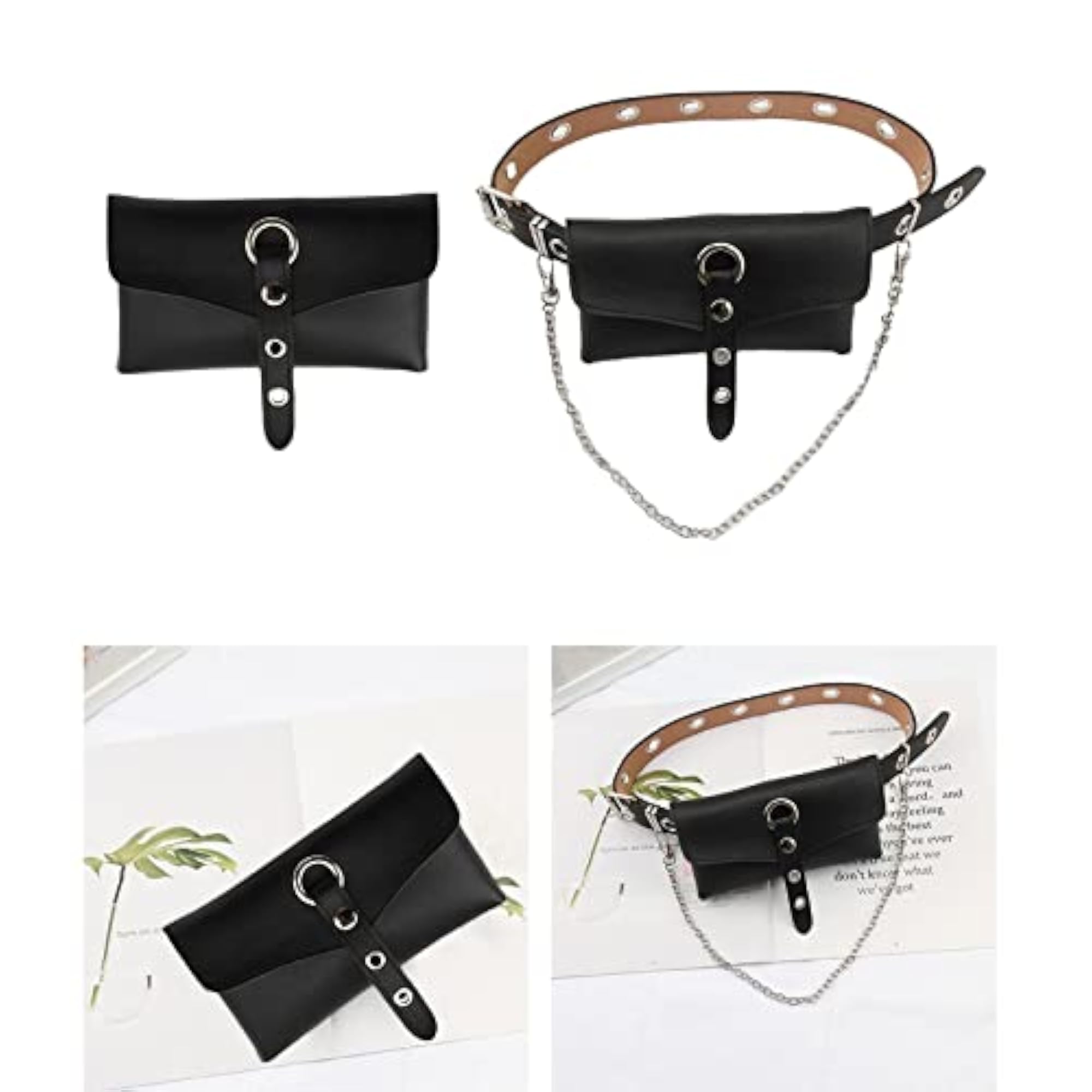 Gothic Women PU Leather Mini Waist Pouch