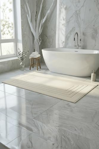 Ekru Büyük Ayak Havlusu, 60x130 Cm, 690 g, %100 Pamuk, Spa ve Otel Banyo Paspası