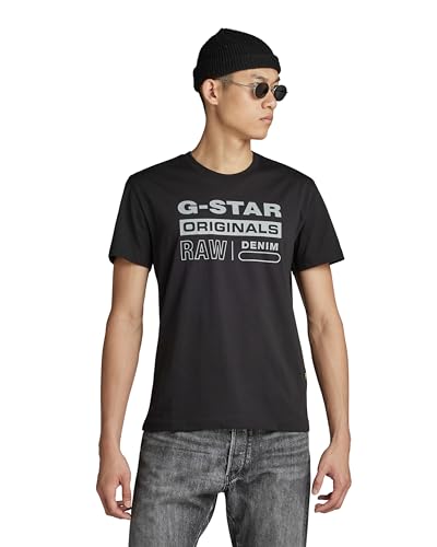 G-STAR Raw Men's Originals T-Shirt (US, Alpha, Medium, Regular, Regular, Black)