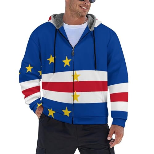 WunM Studio Sweat à Capuche Polaire 3D Cap-Vert Impression Homme Hiver Veste Polaire Zippée Sweat Hiver Chaud Hoodie Blouson Manteaux à Capuche Survêtement Unisex