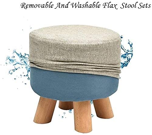Taburete tapizado de madera para descansar las piernas y guardar objetos 4