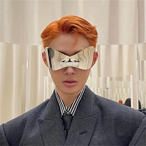 Guvivi Futuristic Sunglasses For Men Women Oversized Wrap Around Shield Fashion Superhero Chic Mask Sun Glasses Shades Silver #TOP4