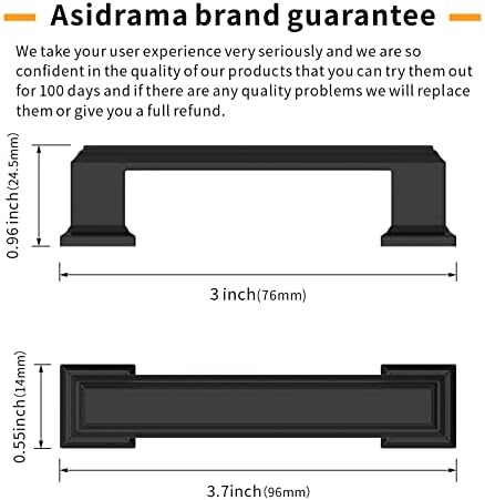 Asidrama 10 Pack 3 Inch(76mm) Matte Black Kitchen Cabinet Handles Cabinet Pulls Kitchen Cabinet Hardware for Cupboard Drawer Handles Dresser Pulls - 2