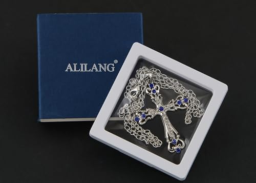 Image of Alilang Womens Black Silver Clear Crystal Rhinestones Celtic Holy Cross Pendant Necklace