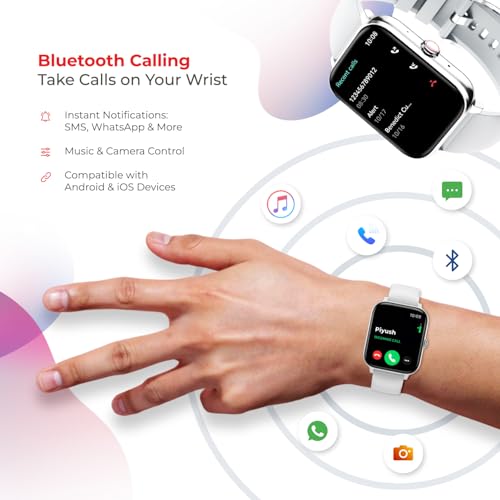 Image of Nervfit Vibe Smartwatch with 1.85 inch TrueColor+ LED Display | Bluetooth Calling | Waterproof | Heart Rate & SpO2 Tracking | Sleep & Stress Monitor | 5-Day Battery | Sports Modes (Grey with Silicon)