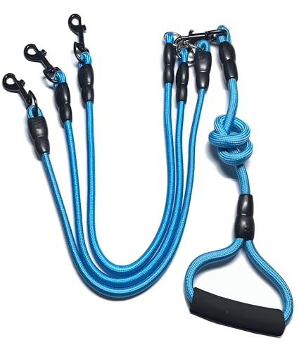 Heyllou 3 in 1 Durable Nylon Dog Leash with Padded Handle, 360° Swivel No Tangle Climbing Rope Removable Pet Traction Rope, Lead for Medium Large Dogs Blue