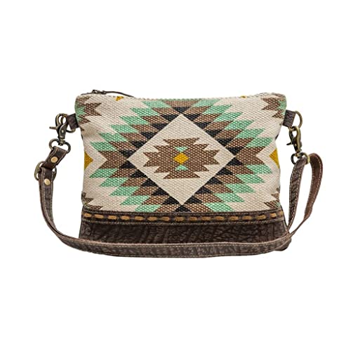 Image of Myra Bag Aztec Purse for Women - Canvas Bag with Real Leather Detailing, Boho Handbags for Women, Cute Western Purse
