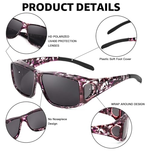 Trysee Fit Over Sunglasses for Men Women Polarized Wrap Around Sunglasses to Wear Over Glasses with UV Protection TS03123