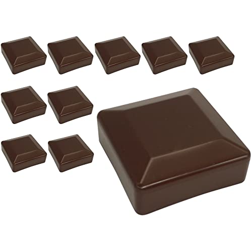 Skir Co 10 Piezas Tapones Cuadrados Para Postes De Valla, 70 X 70 Mm, Tapas De Plástico Marrón Para Postes De Valla, Color Marrón Ral 8028