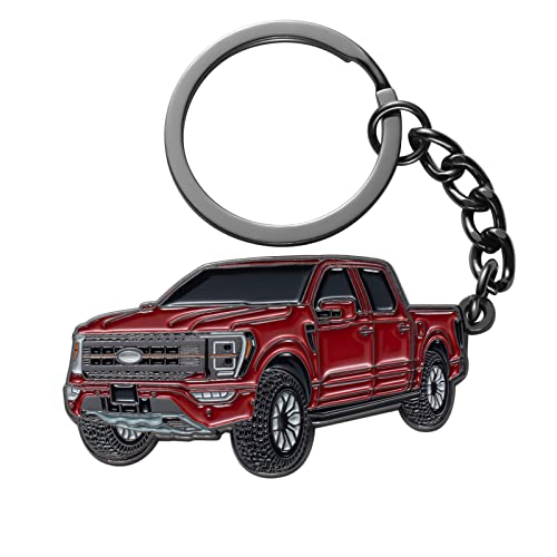 SINLAKUA F150 Keychain for Ford F150 Accessories 2023 F-150 Key Chain Fob Cover 2022 Toy Truck Metal KeyRing Accessories Red