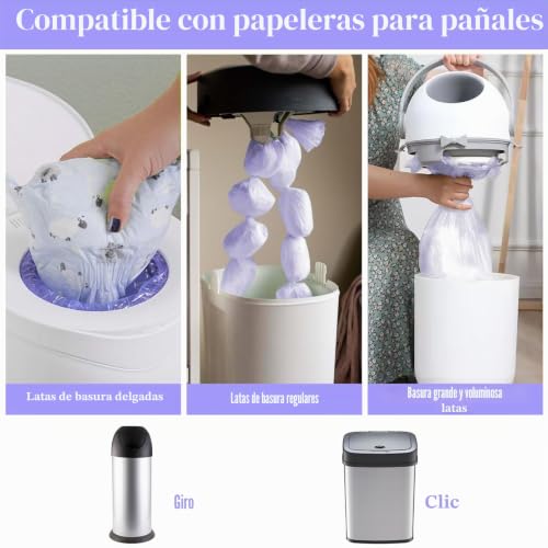 Miniatura 4 de Cioxsoio 12 Recambios Contenedor De Pañales, 4.5m Recambios Bolsas De Repuesto De Arena Antiolor, Compatible Con Litter Genie Tommee Tippee Litterlocker
