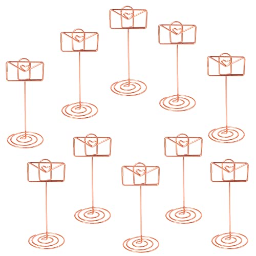 10 Pièces Porte-Mémo, Clip Porte-Photo, Titulaire de la Carte de Lieu, Table Numéro Porte Cartes, pour les Mariages les Bureaux les Notes les Photos (Or Rose) Cover