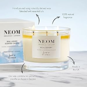 NEOM - Candle, 3 Wick | Lavender, Jasmine & Sandalwood | Scented Candles for Home | Luxury Aromatherapy Candles | Essential Oil Candles | Tranquil & Relax | Signature De-Stress Scent NEOM Candle 3 Wick Lavender Jasmine Sandalwood Scented Candles for Home Luxury Aromatherapy Candles Essential Oil Candles Tranquil Relax Signature De Stress Scent
