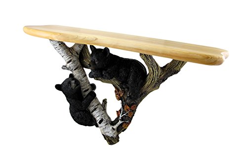 Zeckos Black Forest Bear Cubs Decorative Wall Sculpture W/Wooden Shelf #TOP28