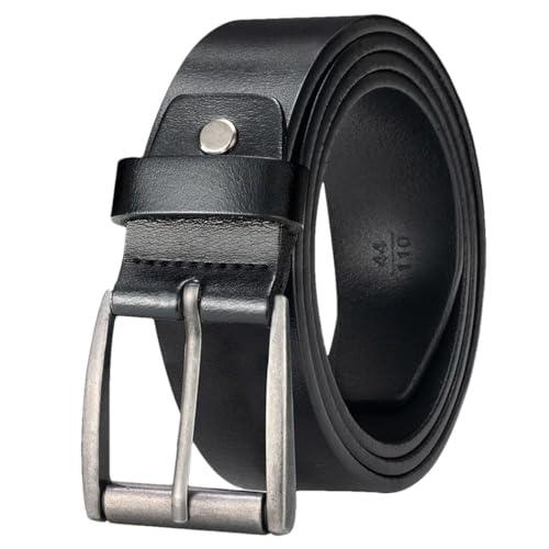 Men Casual Leather Belt with Vintage Pin Buckle for Jeans or Outdoor Wear