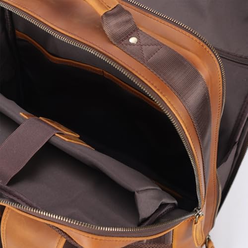 STAR VISTA Angelo 17.3" Vintage Full Grain Leather Laptop Backpack for Men, Multi Pockets, Casual Outdoor Business Travel Rucksack, YKK Zippers, Light Brown by STAR VISTA - Used condition - Image 9