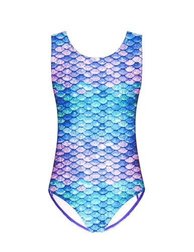 Arshiner Traje de Baño Niñas Sirena Bañador Deportivo Infantil Bañador sin Espalda para Fiesta Natación de Verano Hawaiano Elástico Traje de Baño de Una Pieza Moda para Niñas 9-10 Años