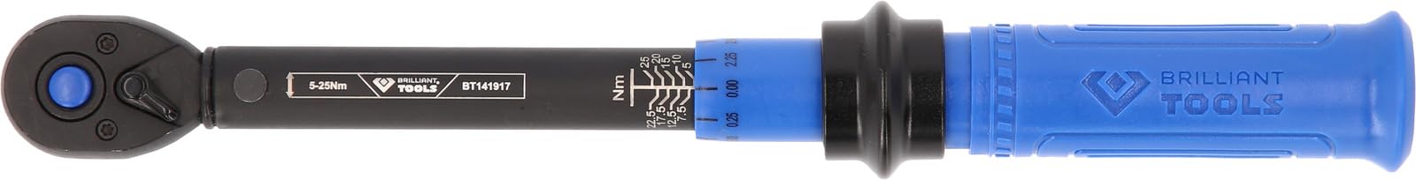 BRILLIANT TOOLS BT141917 - Llave dinamométrica de carraca conmutable (1/4", 5-25 Nm)
