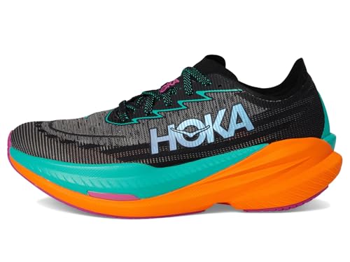 Hoka Men's Mach X 2 Sneaker, Black/Electric Aqua, 12
