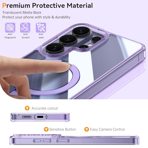 DUEDUE for Samsung S26 Ultra Case Clear with Stand Magnetic Ring Holder Compatible with MagSafe Slim Protective Shockproof Transparent Cover Phone Cases for Samsung S26 Ultra 6.9" 2026, Purple by DUEDUE - Used condition - Image 8