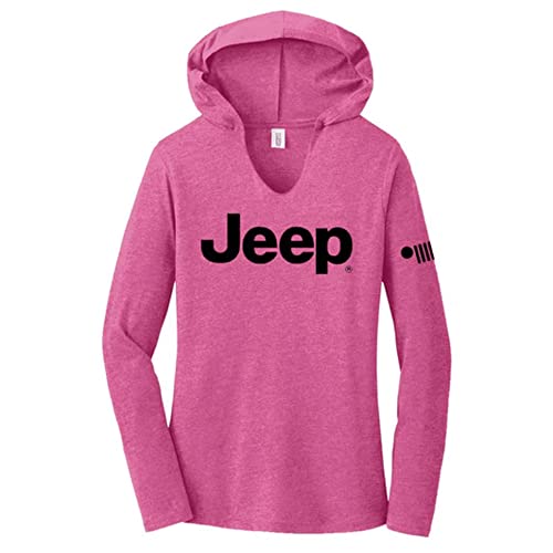 Jeep Ladies Lightweight Triblend Hooded T-shirt – Lotus Pink
