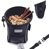 VIVAGLORY Futterbeutel für Hunde, Sportstil Hundetrainings Tasche mit Abnehmbarem Bund, Kotbeutelspender, Bequem zum Tragen von Leckereien, Knabbereien, Spielzeug für Haustiere, Schwarz