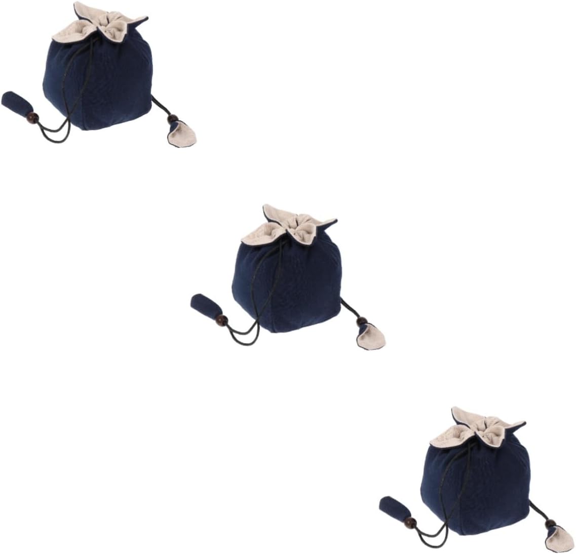 SECFOU 3pcs Travel Teapot and Teacup Storage Pouch Compact Bag Drawstring Closure for Easy Carrying for Kung Fu Tea Convenient Outdoor Accessory