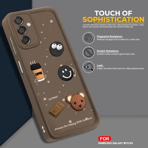 Image of AESTMO Back Case Cover for Samsung Galaxy M15 / F15 Cover | Cute Fun Cartoon 3D Ball | Coffee Silicone Case | Full Body Protection | Camera Protection Back Cover for Samsung Galaxy M15 / F15 (Brown)