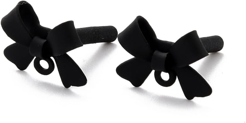DanLingJewelry 20Pcs Black Bowknot Post Earring Findings Metal Ribbon Bow Tie Earring Studs with Hole for Jewelry Making Accessories