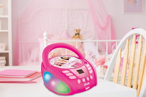 Lexibook - Barbie - Lettore Cd Bluetooth Per Bambini - Portatile, Effetti Luminosi Multicolore, Presa Microfono, Presa Aux-In, Alimentazione A Corrente Alternata O A Batteria, Rosa, RCD109BB - 5