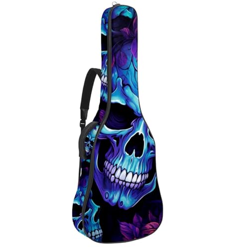 Housse guitare acoustique imperméable double sangle réglable motif tête de mort Halloween