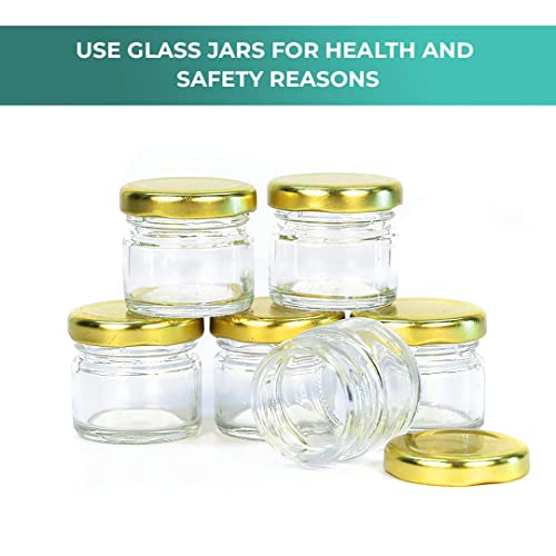 Image of nsb herbals Small Glass Jar With Metal Golden Color Air Tight And Rust Proof Cap, Capacity 30 ml or 25 Gram (6)