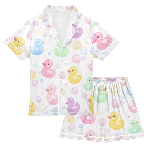 Summer Pajamas Satin Silk Sleepwear Short Sleeve Button Down 2 Piece Lounge Sets