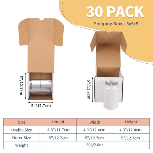 Image of ZBEIVAN 5x5x5 White Small Shipping Boxes, 30 Packs Corrugated Cardboard Mailer Boxes for Packaging Small Business Mailing Gifts Wrap Boxes with Lids