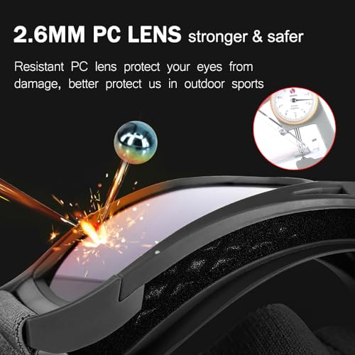 ONECUPPTOP Tactical Airsoft Goggles Anti Fog Shooting Glasses Impact Resistant Safety Goggles with 3 Interchangable Lens (Black) by ONECUPPTOP - Image 4