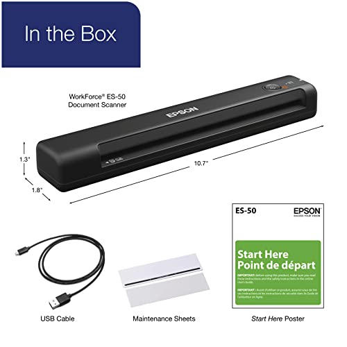 Epson Workforce ES-50 Portable Sheet-Fed Document Scanner for PC and Mac, Black by Epson - Used condition - Image 8