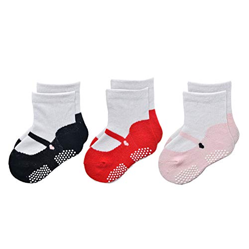 EPEIUS ベビー靴下 滑り止め付き  7-15cm 0-5歳 3/6足組（3A79）