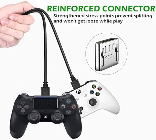 Toxaoii Kabel do ładowania micro USB, kompatybilny z kontrolerem PS4, PS4 Slim/Pro, DualShock 4, Xbox One S/X Wireless Controller, Roku Streaming Stick Express Premiere+, Fire TV Stick, zapasowy kabel