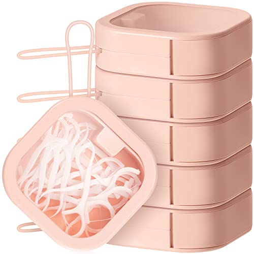 Kathfly 6 Pcs Hair Tie Organizer Portable Travel Case, Pink