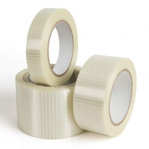 2 Rolls | 75mm x 50m Strong Reinforced Cross Weave Tape | Heavy Duty Tape